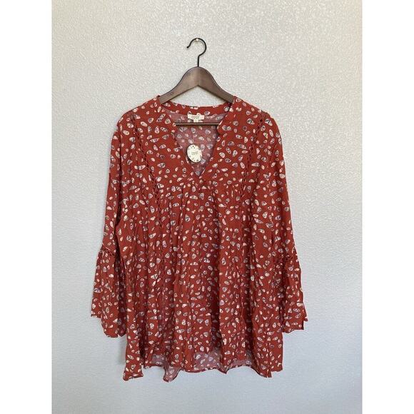 NWT Oddi women's boho blouse size 3XL bell sleeve orange crochet hippie cottage - Picture 1 of 5